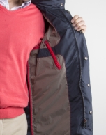 Navy blue parka with four pockets