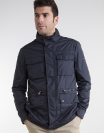 Navy blue parka with four pockets