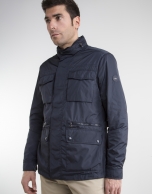 Navy blue parka with four pockets