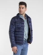 Deep blue quilted windbreaker