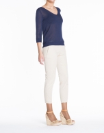 Blue V-neck linen sweater 