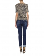 Animal print lurex short-sleeved top 