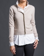 Beige knit jacket with trimming