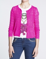 Fuchsia sweater with ripple effect