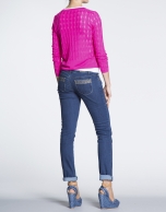 Fuchsia sweater with ripple effect