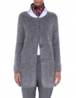 Chaqueta larga de angora gris