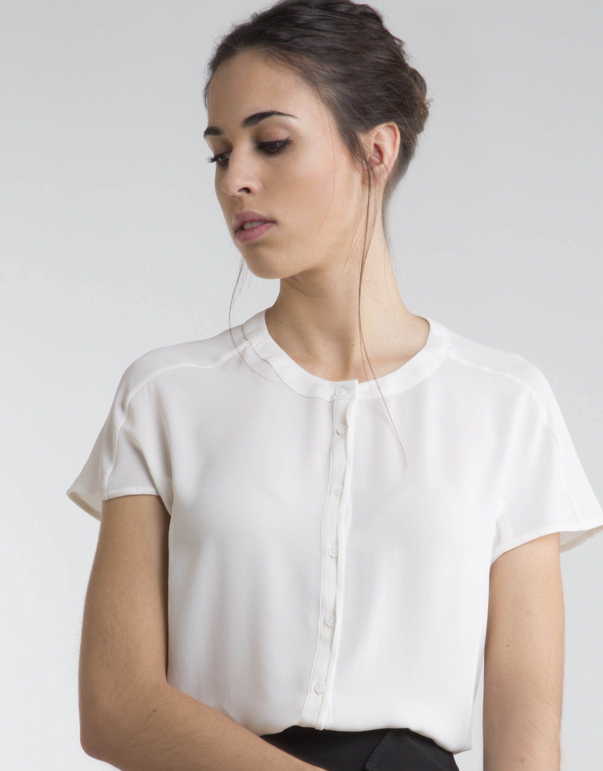 Ivory shirt with Mao collar