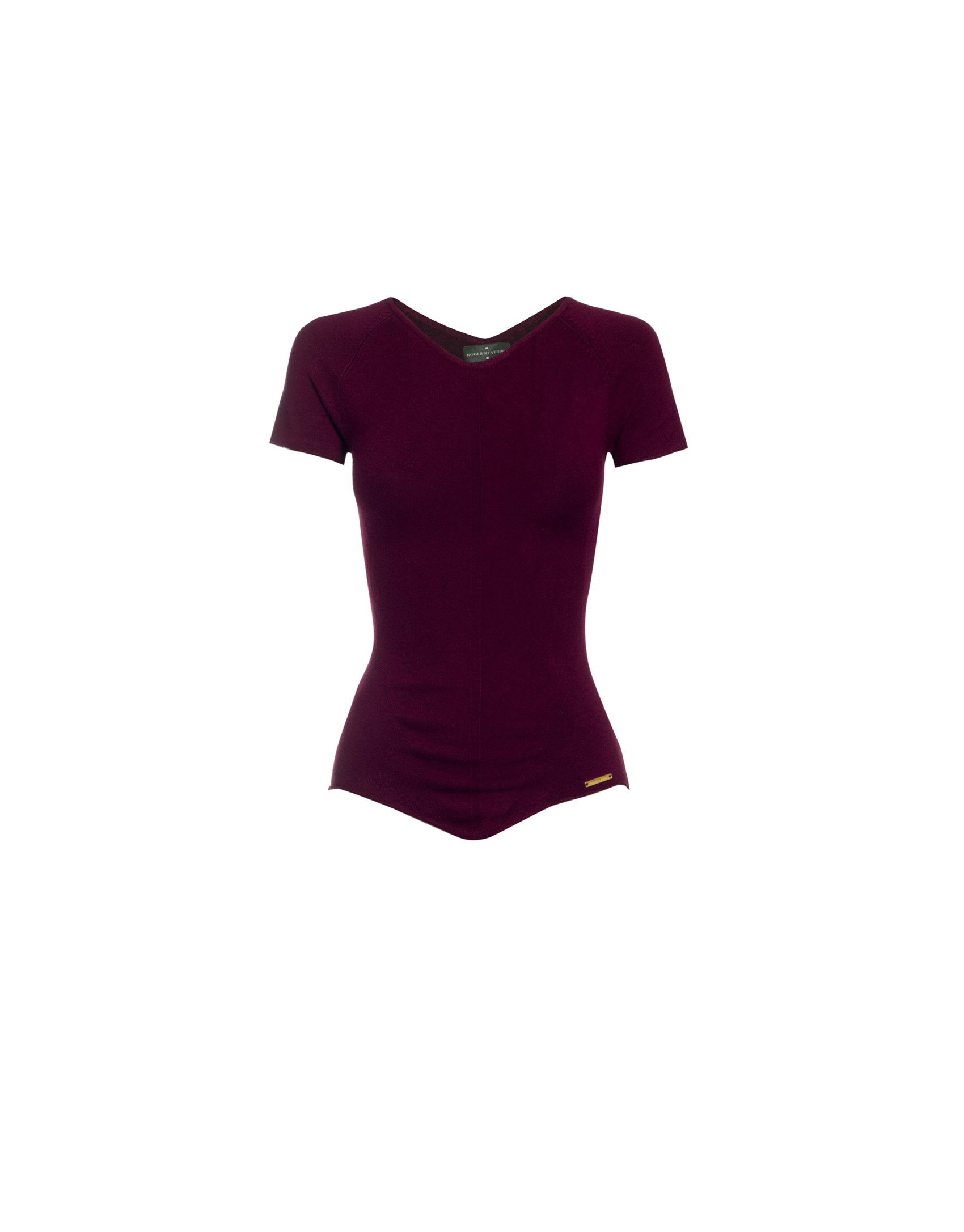 V-neck short sleeve bordeaux pullover