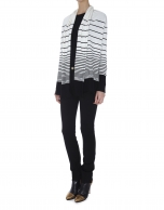 Ivory and black striped jacket with shawl collar 