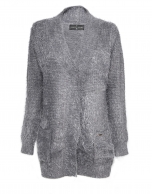 Long gray  knit jacket with V neck