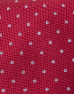 Red tie with beige dots