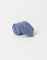 Blue tie with beige dots