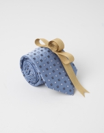 Blue tie with beige dots