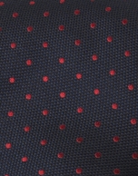 Navy blue tie with red dots