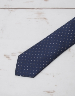 Navy blue tie with yellow dots