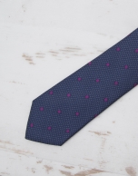 Navy blue tie with large purple dots