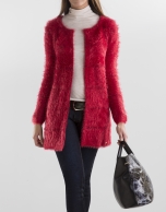 Long red knit jacket