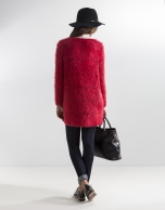 Long red knit jacket