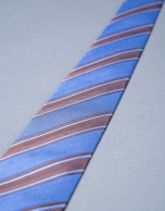 Brown  and blue striped herringbone tie 