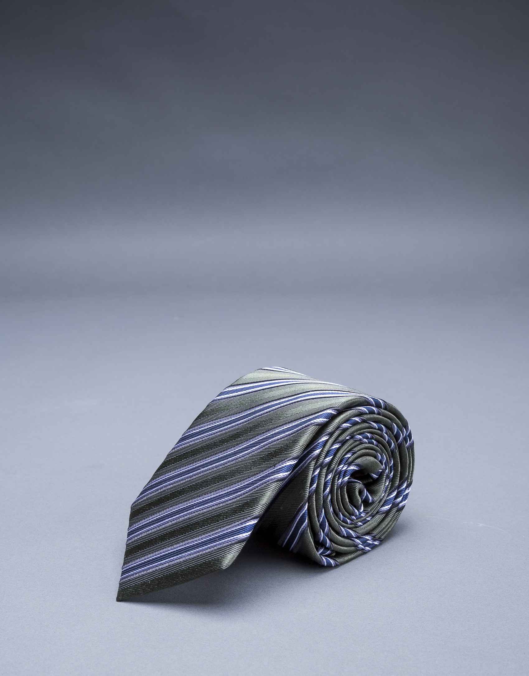 Khaki - blue striped tie 