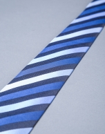 Blue diagonal striped tie