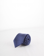 Blue tie with white dots 