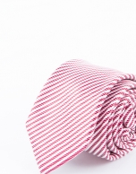 Red and white striped tie