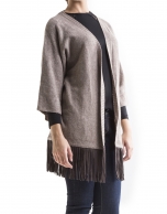 Beige knit fringed jacket