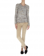 Speckled knit V neck sweater 