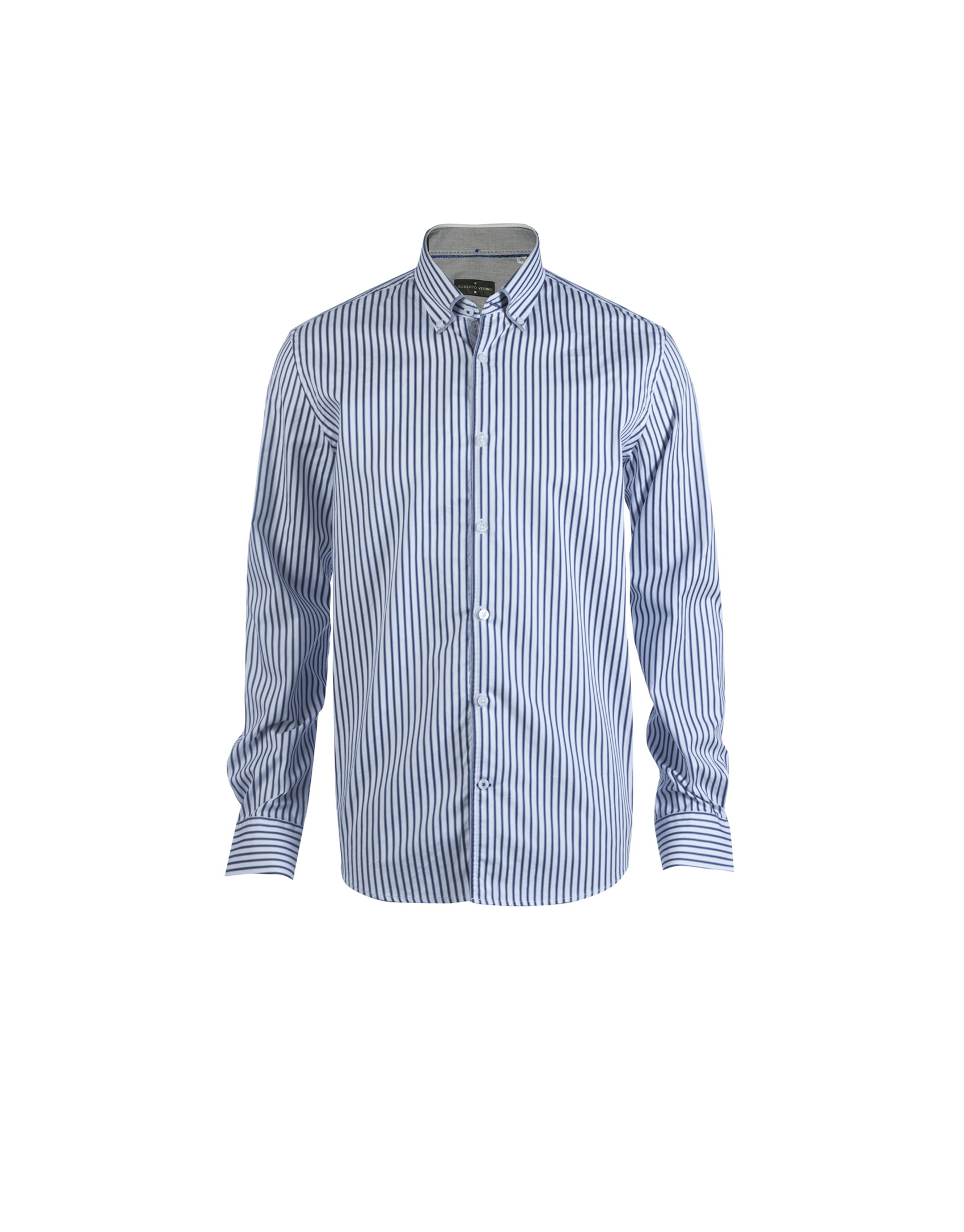 Grey and blue striped casual shirt 