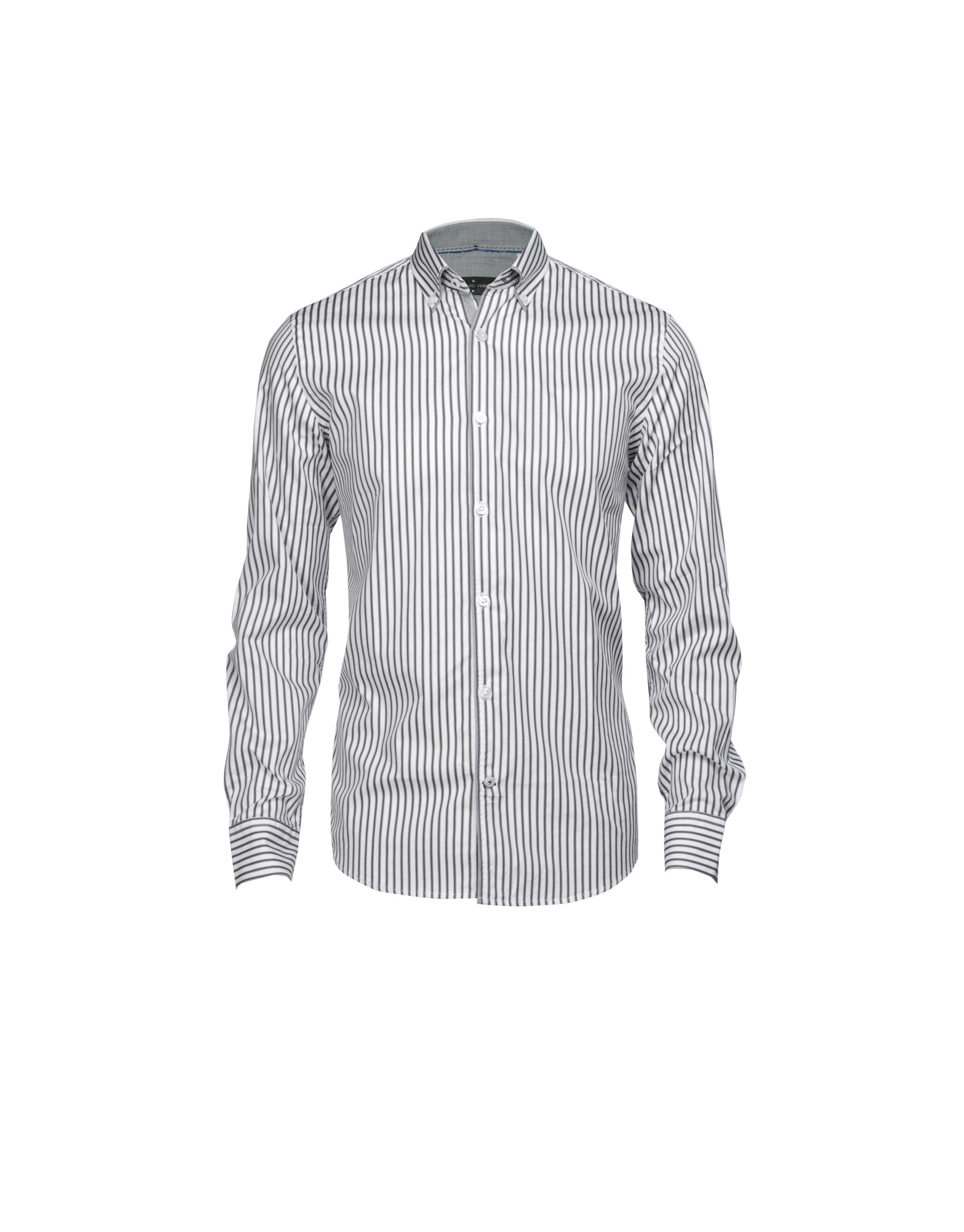 Grey and charcoal grey striped casual shirt