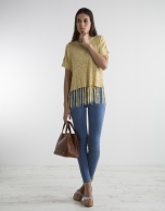 Yellow sweater with fringe