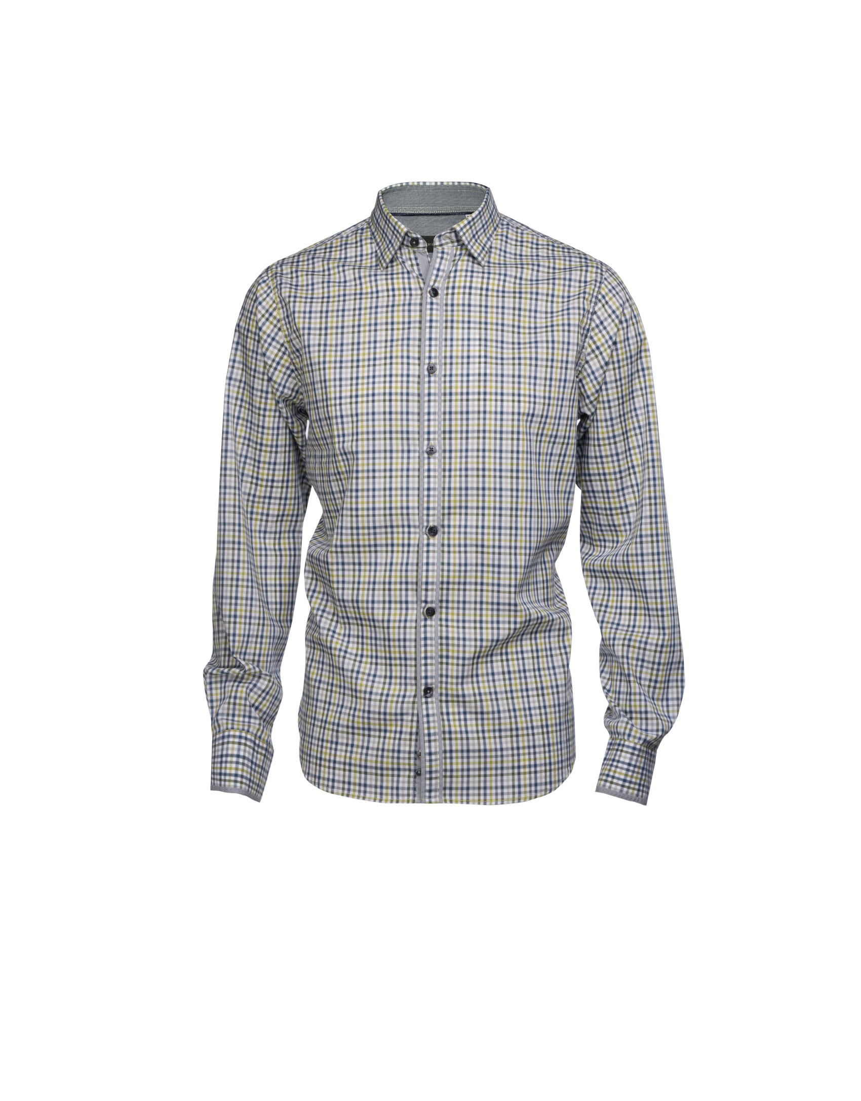 Camisa sport cuadros marrón,azul y gris