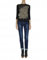 Animal print and lace top with long sleeves