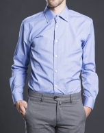 Blue mini hound's-tooth dress shirt 