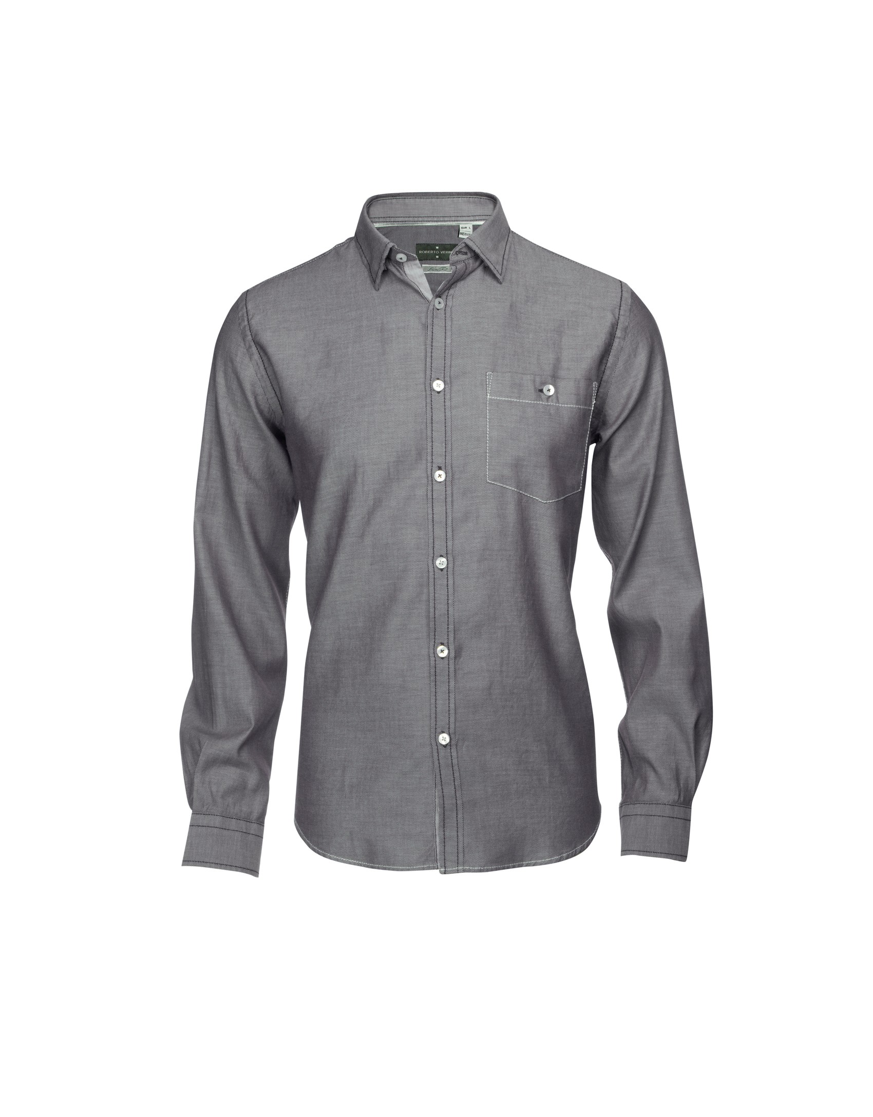 Brown/white casual shirt with elbow patches