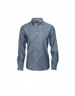 Blue/white casual shirt with elbow patches