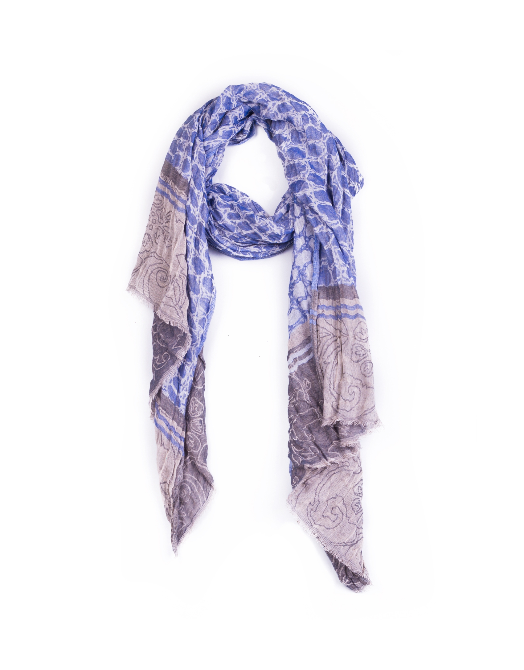 Foulard azul y gris