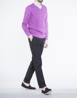 Purple cable stitch V neck sweater 