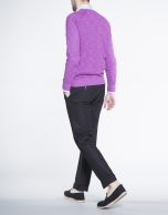 Purple cable stitch V neck sweater 