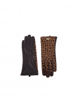 Brown and black animal print  leather gloves