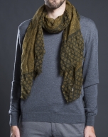 Khaki and gold print scarf 