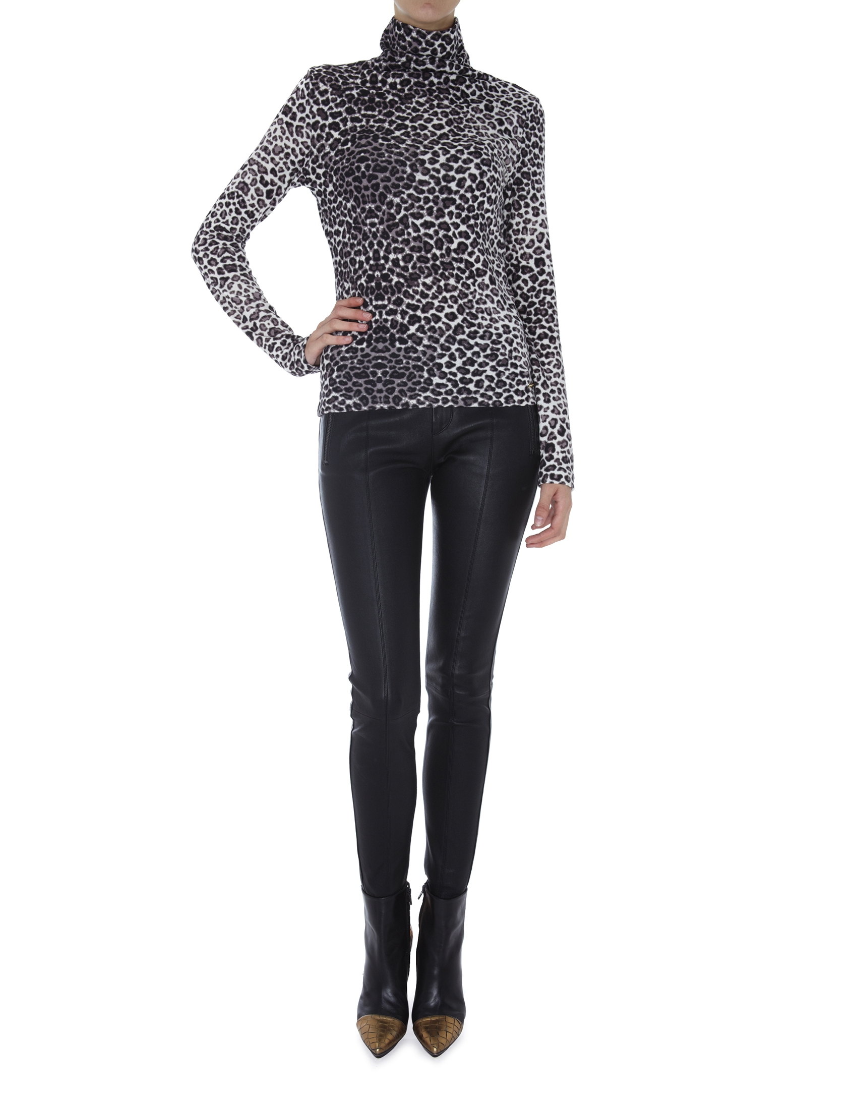 Animal print turtleneck top 