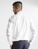 Camisa vestir microdibujo blanco