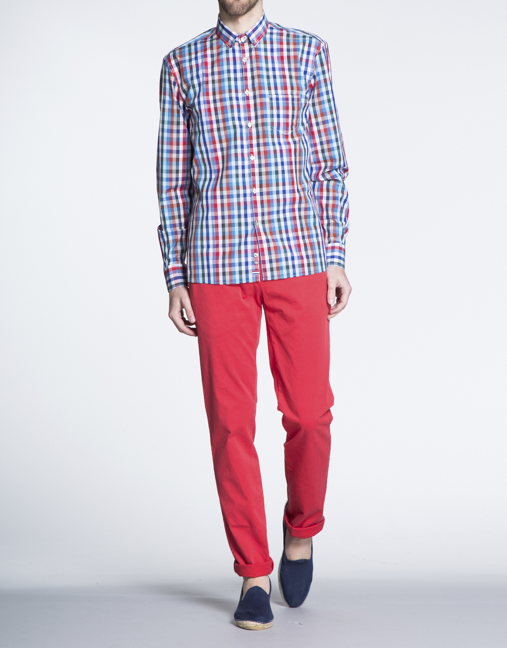 Blue and red checked sports shirt 