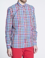 Blue and red checked sports shirt 