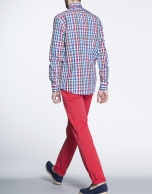 Blue and red checked sports shirt 