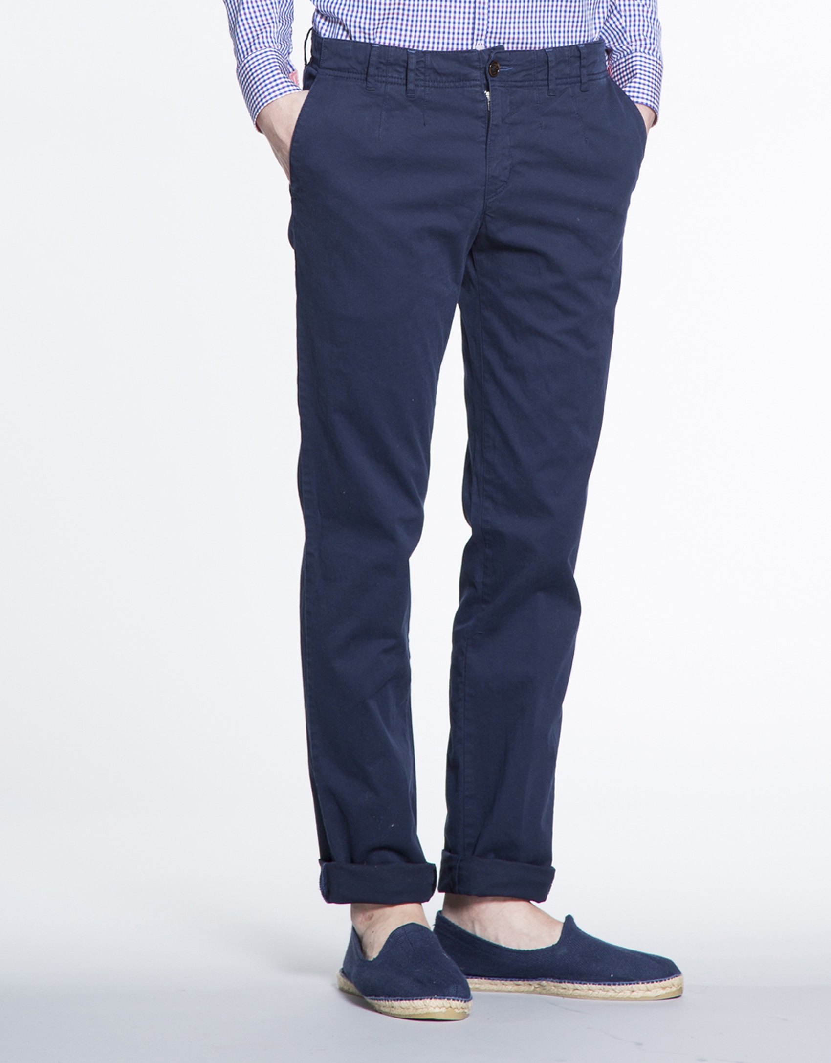 Navy blue twill sports pants