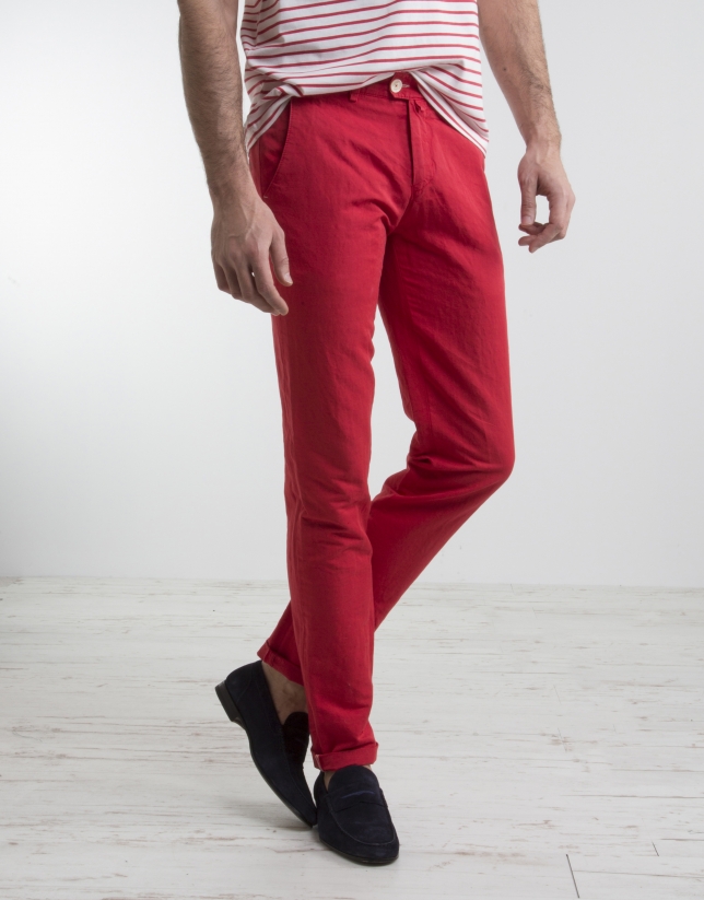 Pantalón chino rojo - Pantalones - Hombre