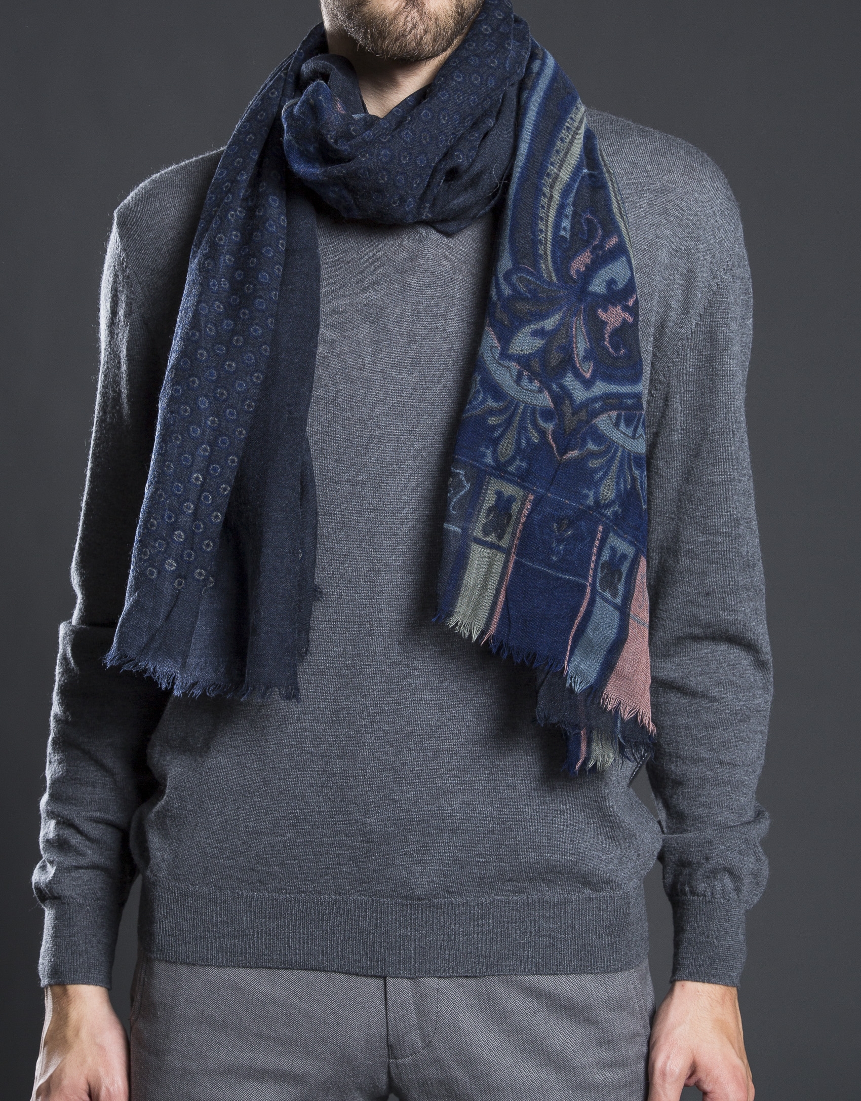 Foulard estampado gris azul